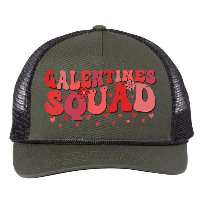 Galentines Squad Gang Valentine 2024 Funny GalentineS Day Retro Rope Trucker Hat Cap