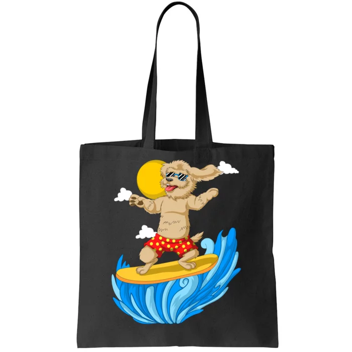 Goldendoodle Surfing Tote Bag