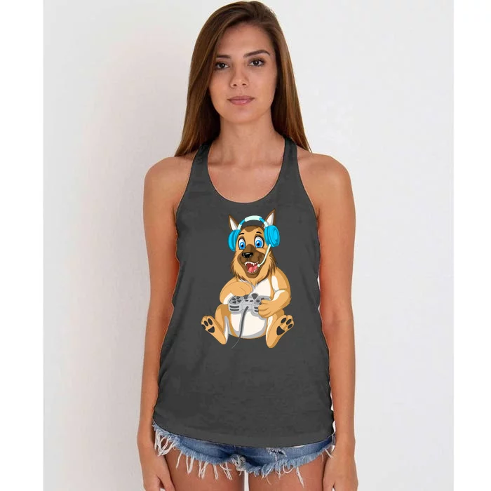 German Shepherd Gamer Women's Knotted Racerback Tank