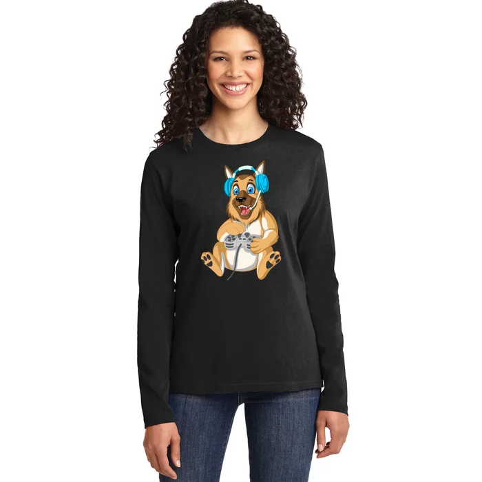 German Shepherd Gamer Ladies Long Sleeve Shirt