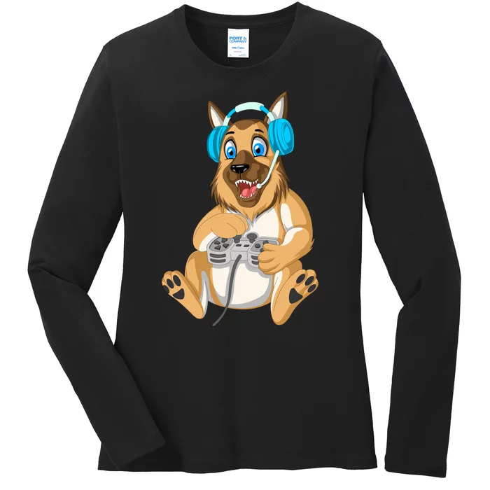 German Shepherd Gamer Ladies Long Sleeve Shirt