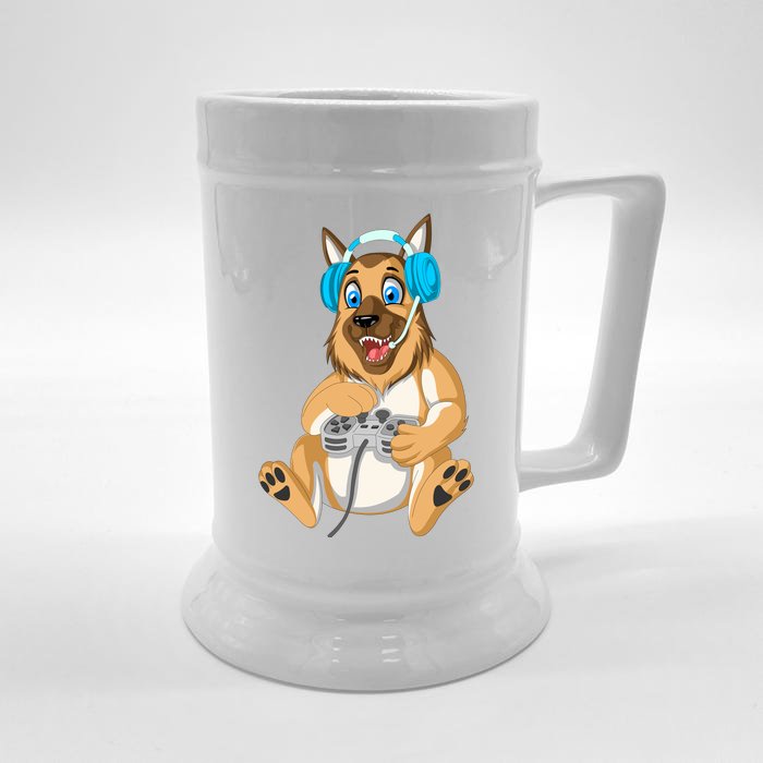 German Shepherd Gamer Front & Back Beer Stein