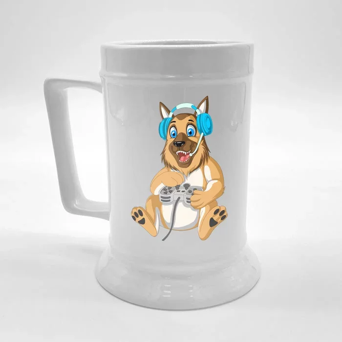 German Shepherd Gamer Front & Back Beer Stein