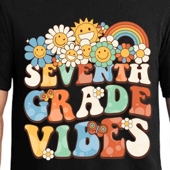 Groovy Seventh Grade Vibes Retro Teacher First Day Of School Gift Pajama Set