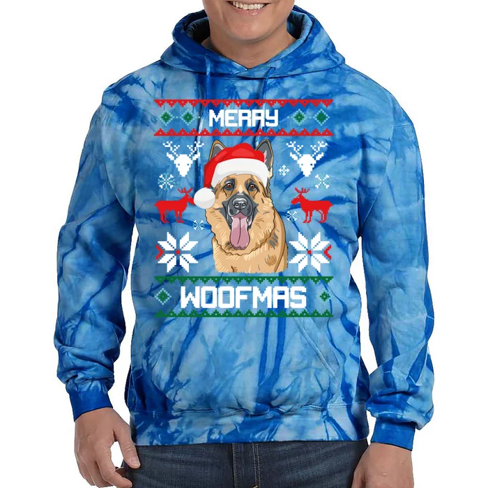 Ger Shepherd Gift For Merry Christmas Woofmas Clothes Funny Gift Tie Dye Hoodie