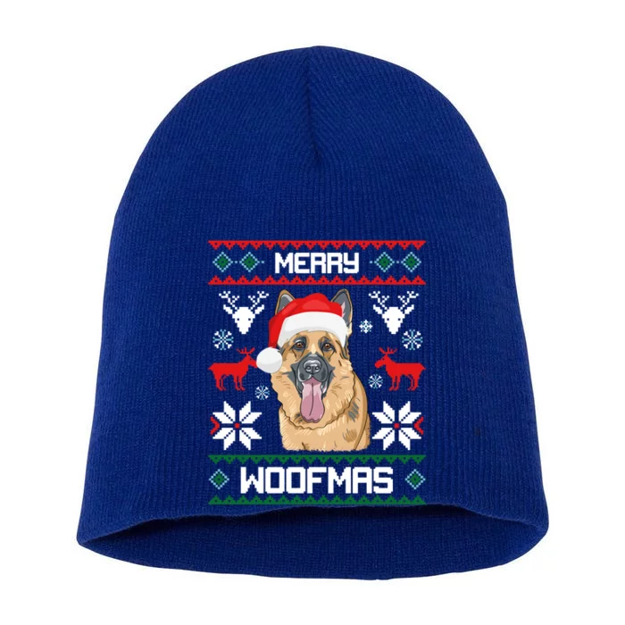 Ger Shepherd Gift For Merry Christmas Woofmas Clothes Funny Gift Short Acrylic Beanie