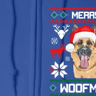 Ger Shepherd Gift For Merry Christmas Woofmas Clothes Funny Gift Full Zip Hoodie