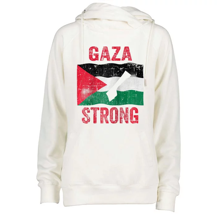 Gaza Strong Womens Funnel Neck Pullover Hood