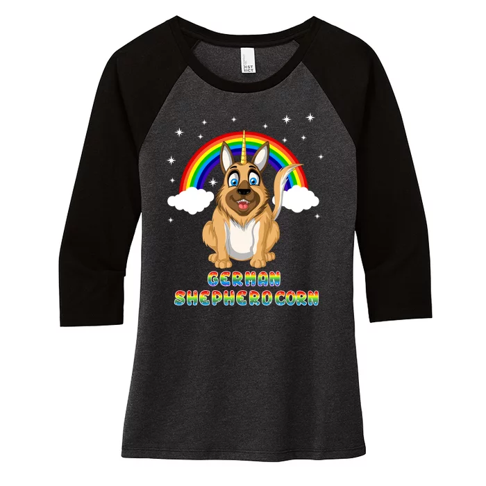 German Shepherdcorn German Shepherd Unicorn Women's Tri-Blend 3/4-Sleeve Raglan Shirt