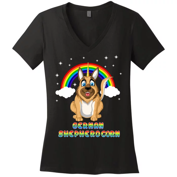 German Shepherdcorn German Shepherd Unicorn Women's V-Neck T-Shirt