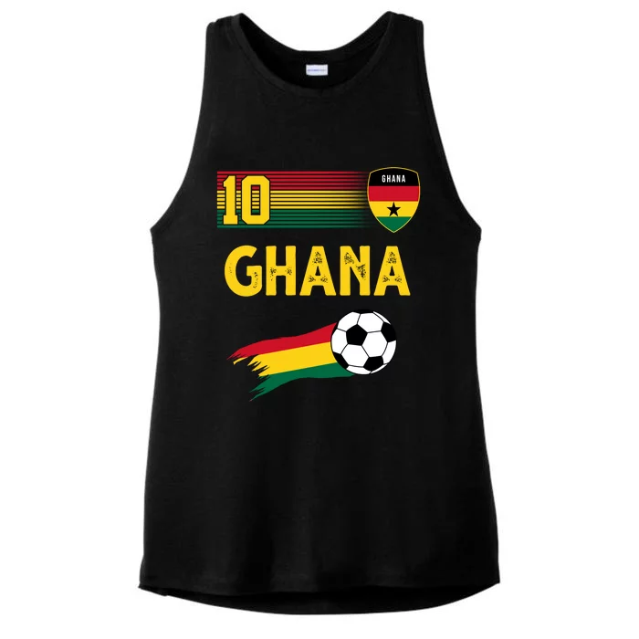 Ghana Soccer Ghanain Football Retro 10 Ladies Tri-Blend Wicking Tank