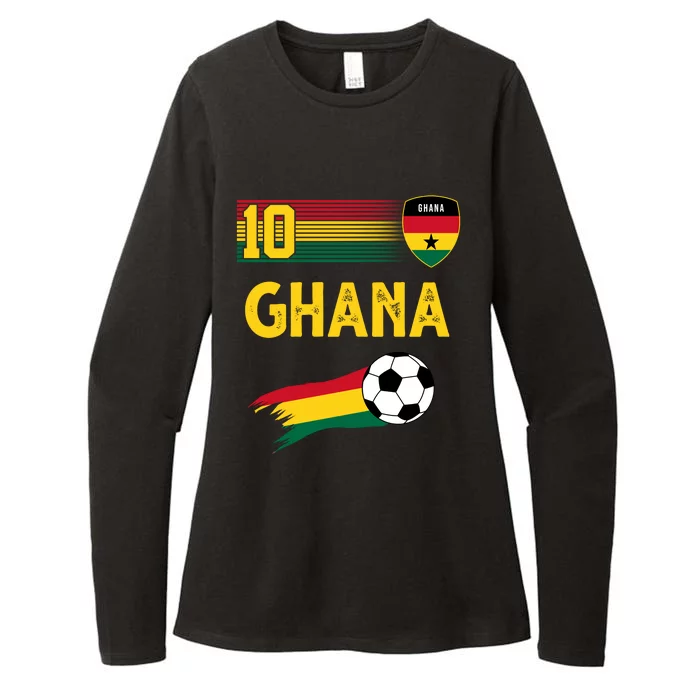 Ghana Soccer Ghanain Football Retro 10 Womens CVC Long Sleeve Shirt