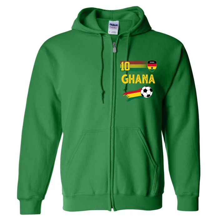 Ghana Soccer Ghanain Football Retro 10 Full Zip Hoodie