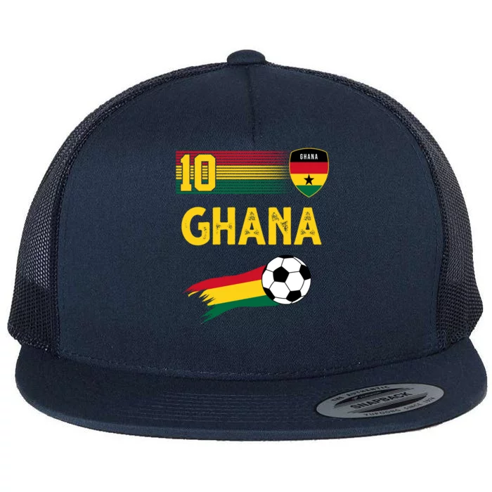 Ghana Soccer Ghanain Football Retro 10 Flat Bill Trucker Hat