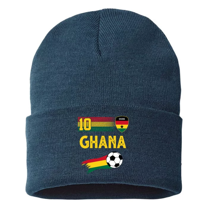 Ghana Soccer Ghanain Football Retro 10 Sustainable Knit Beanie