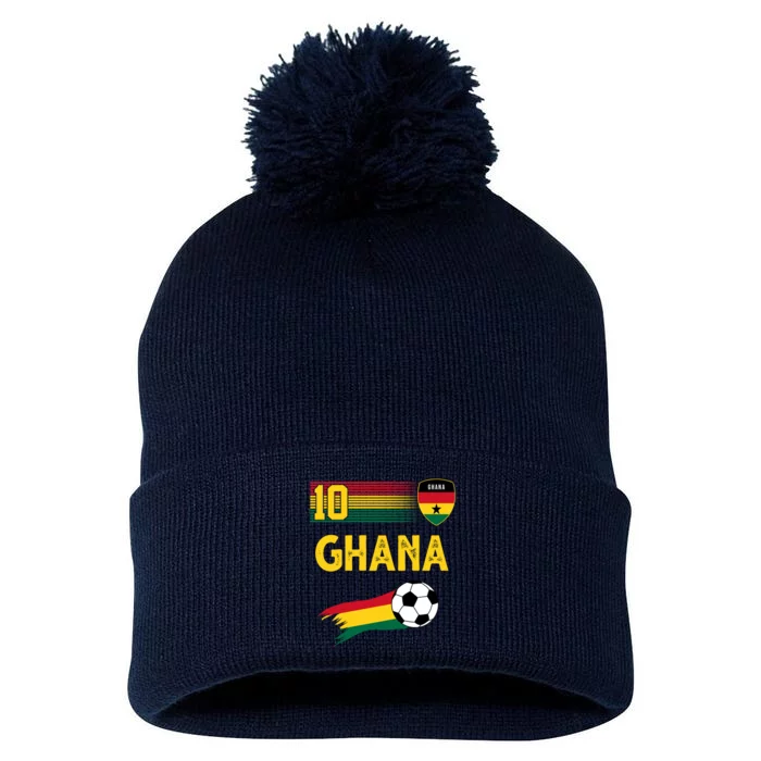 Ghana Soccer Ghanain Football Retro 10 Pom Pom 12in Knit Beanie