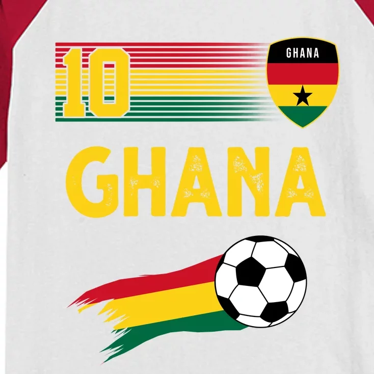 Ghana Soccer Ghanain Football Retro 10 Kids Colorblock Raglan Jersey