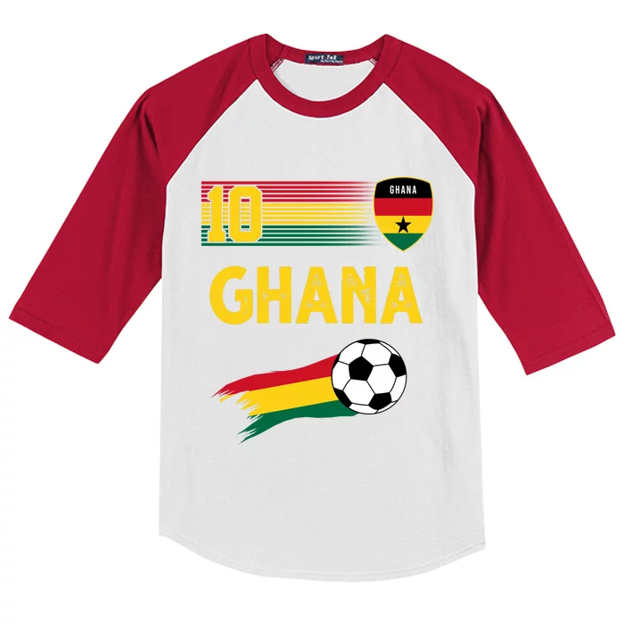 Ghana Soccer Ghanain Football Retro 10 Kids Colorblock Raglan Jersey