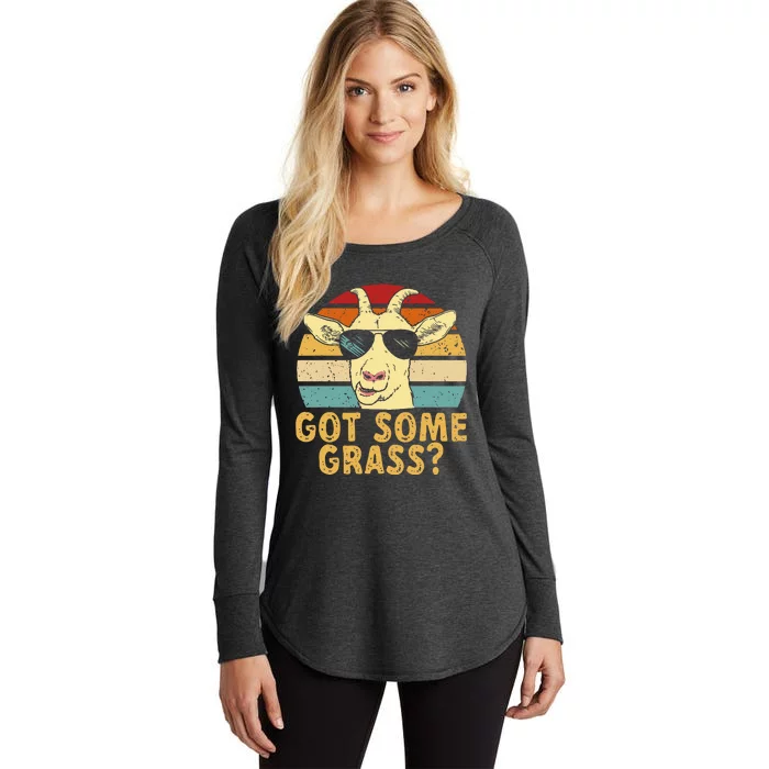 Goat Some Grass Funny Goat Farmer Women's Perfect Tri Tunic Long Sleeve Shirt