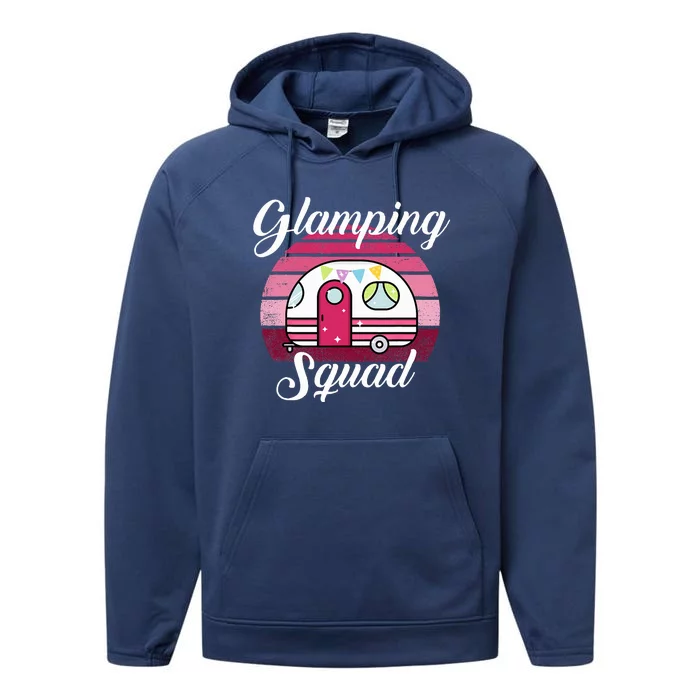 Glamping Squad Glamping Party RV Motorhome Camping Performance Fleece Hoodie