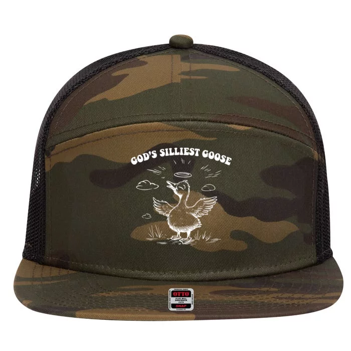 GodS Silliest Goose Funny Goose 7 Panel Mesh Trucker Snapback Hat