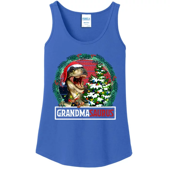 Grandmasaurus Santa Grandma Dinosaur Trex Xmas Tree Light Gift Ladies Essential Tank