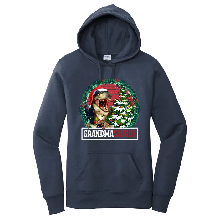 Grandmasaurus Santa Grandma Dinosaur Trex Xmas Tree Light Gift Women's Pullover Hoodie