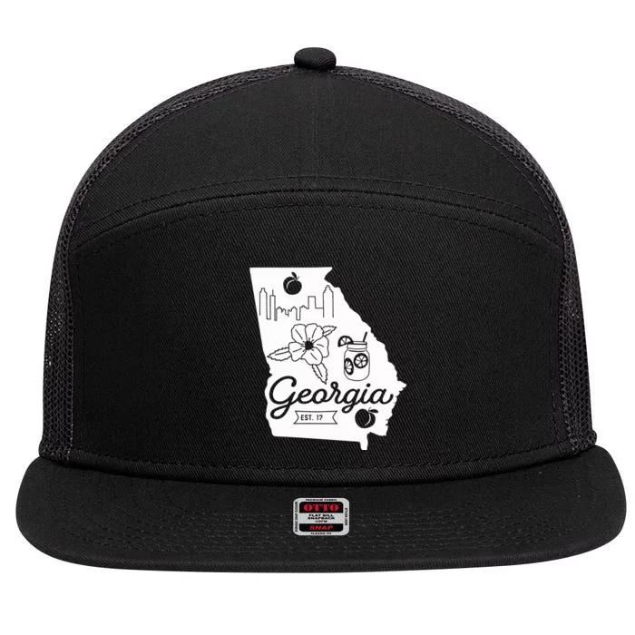 Georgia State 7 Panel Mesh Trucker Snapback Hat