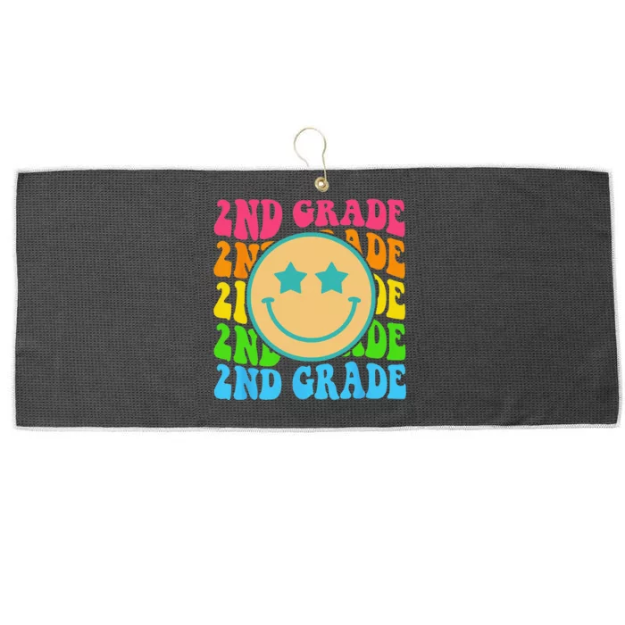 Groovy Second Grade Vibes Face Retro Teachers Back To School Large Microfiber Waffle Golf Towel