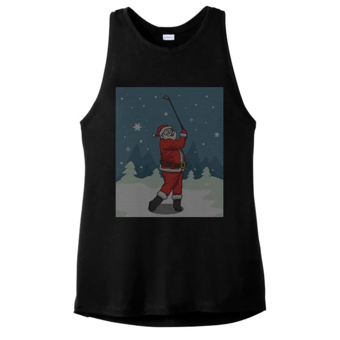 Golfing Santa Golfer Golf Funny Christmas Ugly Christmas Gift Ladies Tri-Blend Wicking Tank