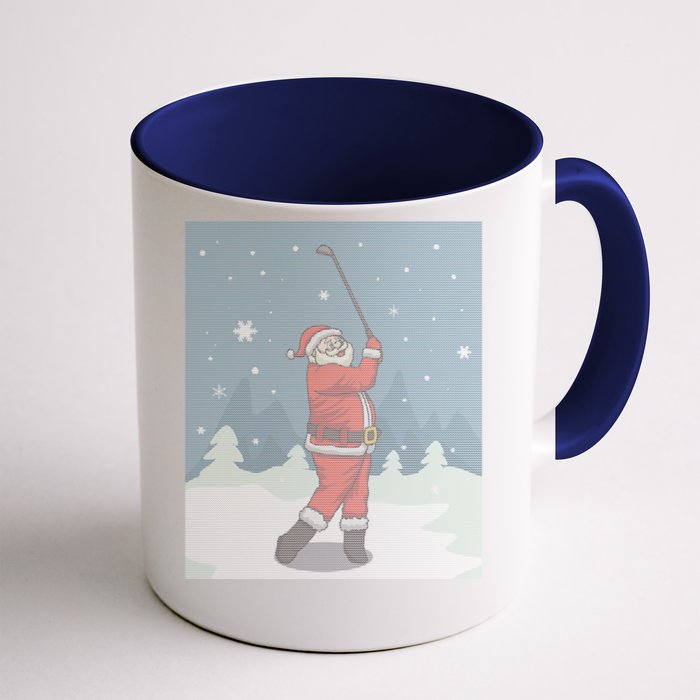 Golfing Santa Golfer Golf Funny Christmas Ugly Christmas Gift Front & Back Coffee Mug