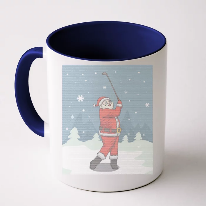 Golfing Santa Golfer Golf Funny Christmas Ugly Christmas Gift Front & Back Coffee Mug