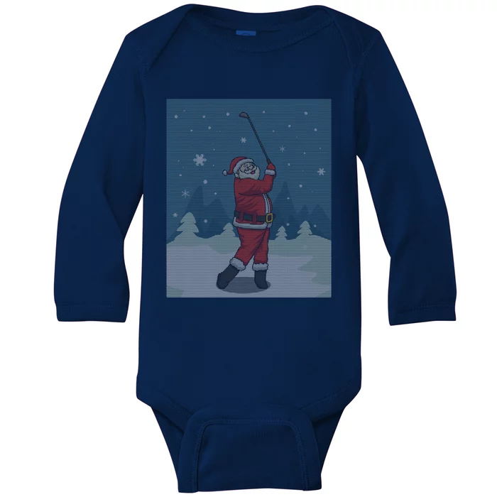 Golfing Santa Golfer Golf Funny Christmas Ugly Christmas Gift Baby Long Sleeve Bodysuit