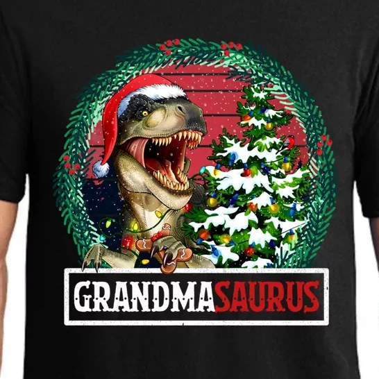 Grandmasaurus Santa Grandma Dinosaur Trex Xmas Tree Light Gift Pajama Set