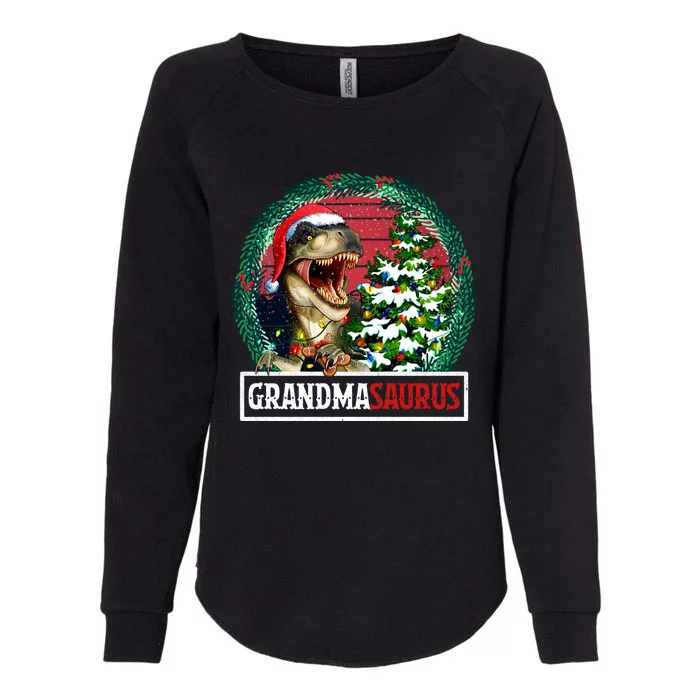 Grandmasaurus Santa Grandma Dinosaur Trex Xmas Tree Light Gift Womens California Wash Sweatshirt