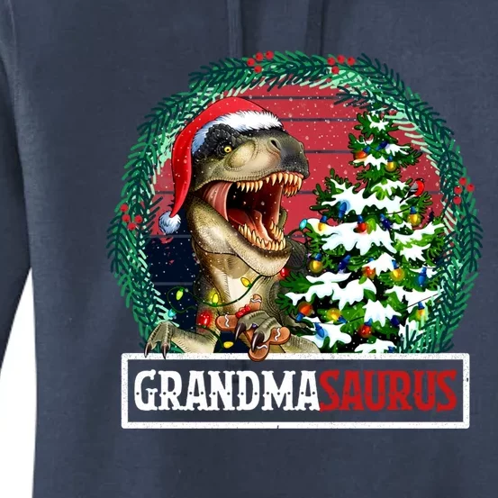 Grandmasaurus Santa Grandma Dinosaur Trex Xmas Tree Light Gift Women's Pullover Hoodie