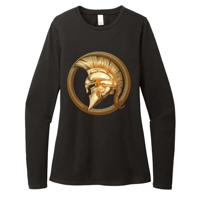 Golden Spartan Gladiator Warrior Helmet Womens CVC Long Sleeve Shirt