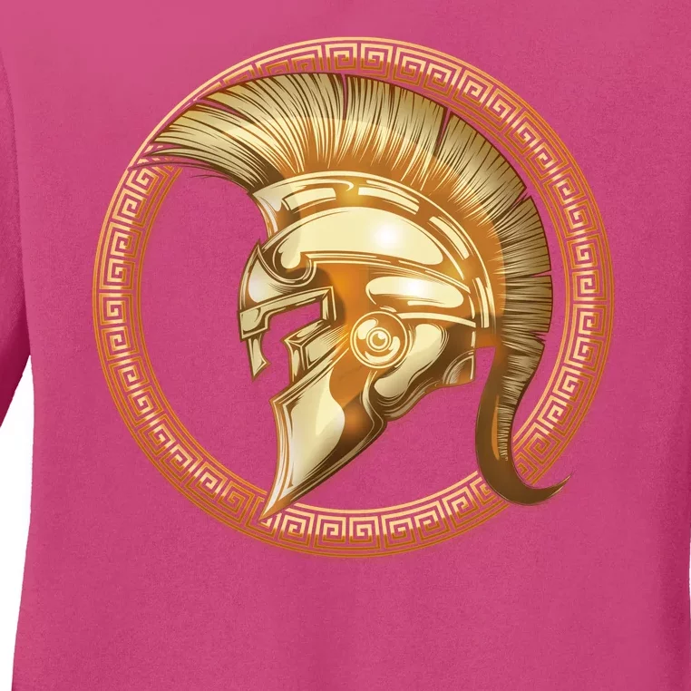 Golden Spartan Gladiator Warrior Helmet Ladies Long Sleeve Shirt