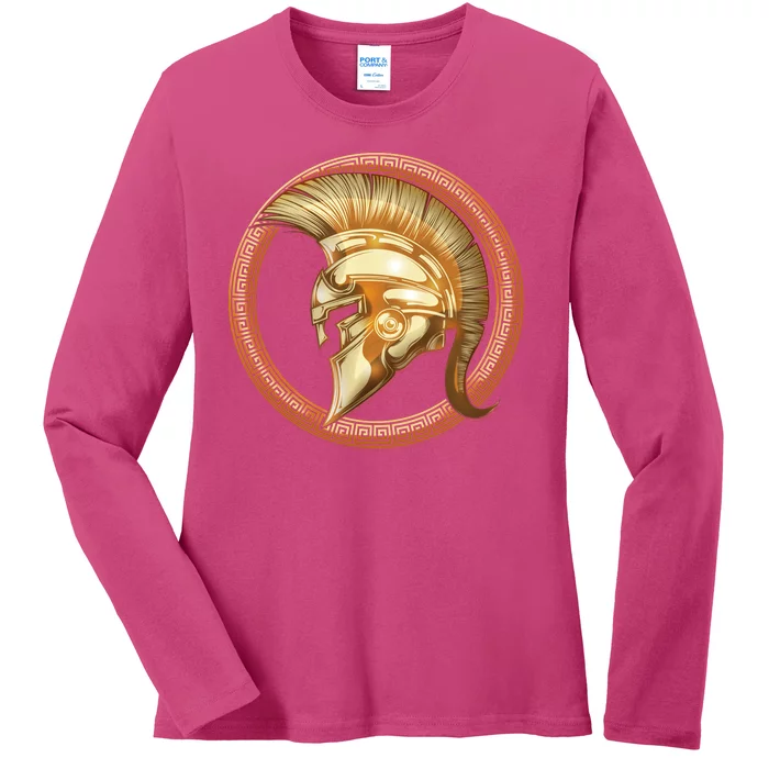 Golden Spartan Gladiator Warrior Helmet Ladies Long Sleeve Shirt