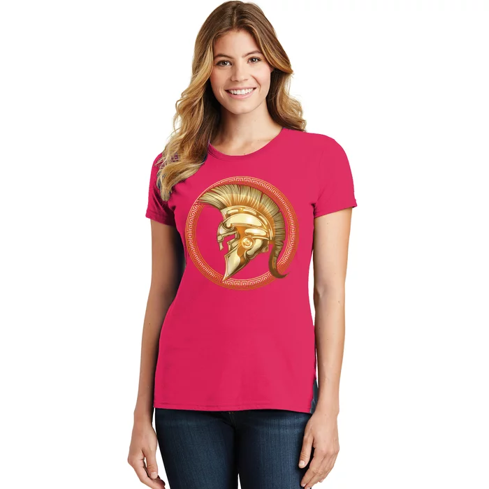 Golden Spartan Gladiator Warrior Helmet Women's T-Shirt