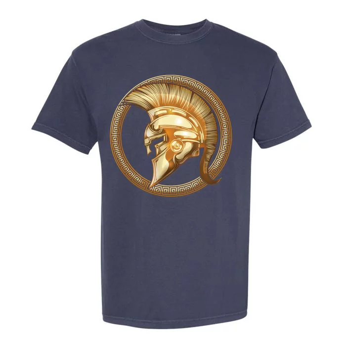 Golden Spartan Gladiator Warrior Helmet Garment-Dyed Heavyweight T-Shirt