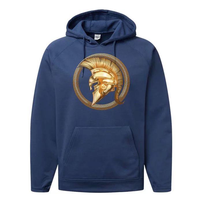 Golden Spartan Gladiator Warrior Helmet Performance Fleece Hoodie