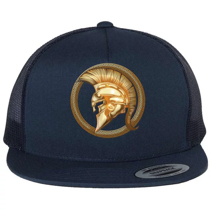 Golden Spartan Gladiator Warrior Helmet Flat Bill Trucker Hat