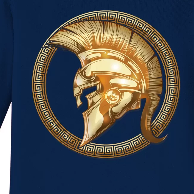 Golden Spartan Gladiator Warrior Helmet Baby Long Sleeve Bodysuit