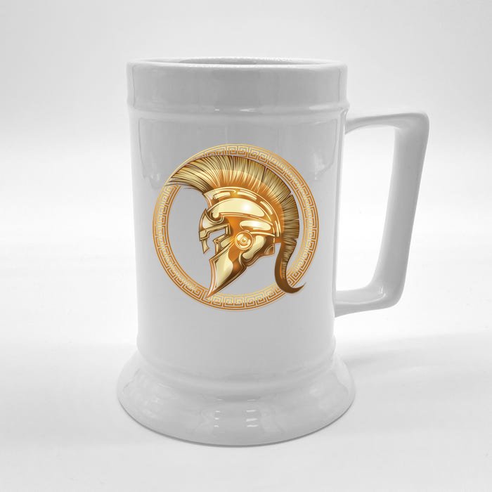 Golden Spartan Gladiator Warrior Helmet Front & Back Beer Stein