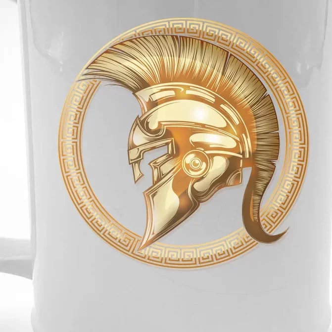 Golden Spartan Gladiator Warrior Helmet Front & Back Beer Stein