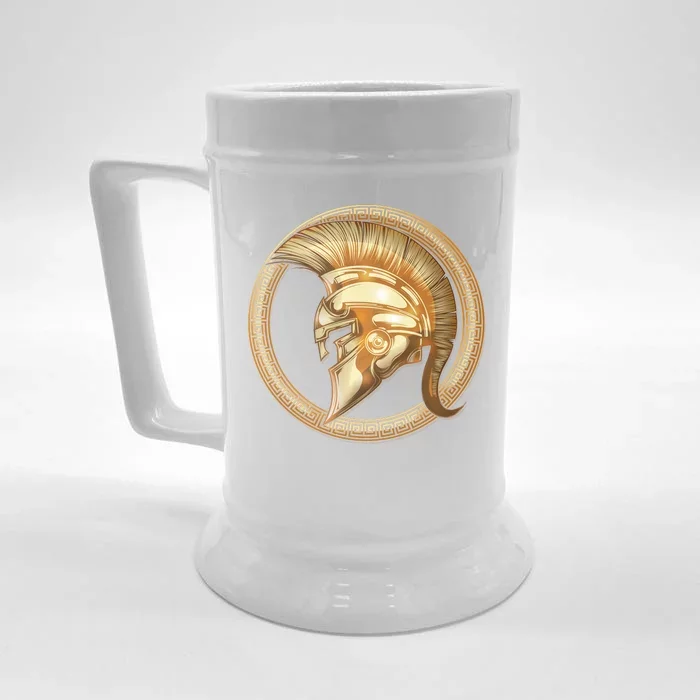 Golden Spartan Gladiator Warrior Helmet Front & Back Beer Stein