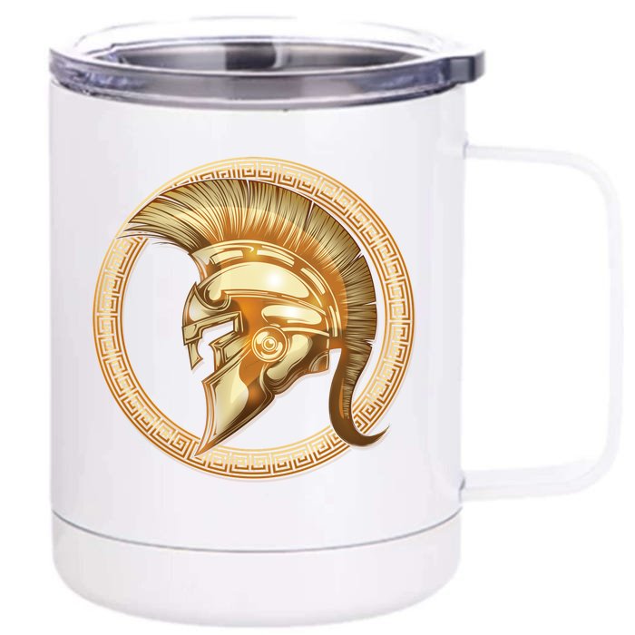 Golden Spartan Gladiator Warrior Helmet Front & Back 12oz Stainless Steel Tumbler Cup