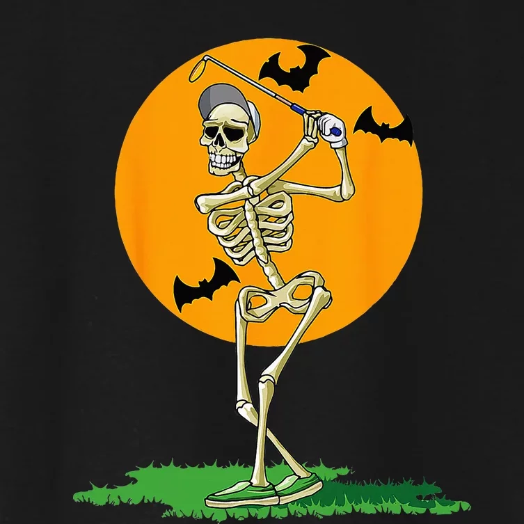 Golfing Skeleton Halloween Golf Halloween Golfer Women's Crop Top Tee