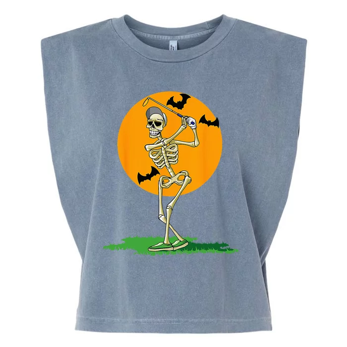 Golfing Skeleton Halloween Golf Halloween Golfer Garment-Dyed Women's Muscle Tee